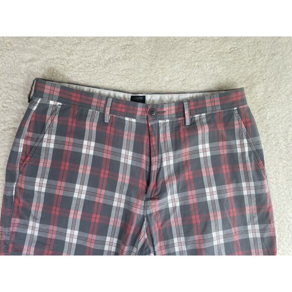 J Crew Plaid Gramercy Shorts Mens Size 36 Chino 100% Cotton Gray Pink - Picture 4 of 12